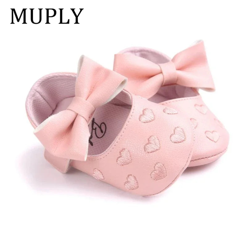 Baby PU Leather Baby Boy Girl Baby Moccasins Moccs Shoes Bow Fringe Soft Soled Non-Slip Footwear Crib Shoes